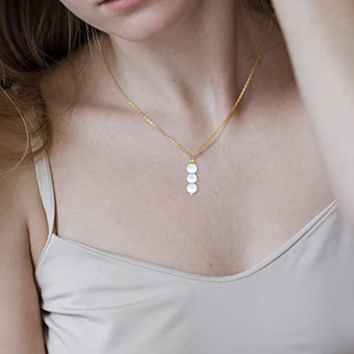 SmileBelle Crystal Necklace, Jade Necklace for Women as Anniversary Birthday Mothers Day Gifts for Women 14k Gold Black Tourmaline as Birthstone Jewelry for Girls Dainty Crystal Jewelry - color: White Moonstone
