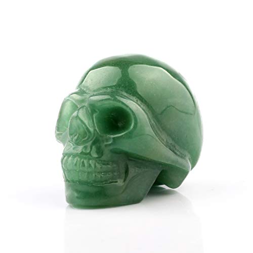 50mm Green Aventurine Carved Skull Crystal Reiki Healing Statue Collectible Figurine Charka Stone - color: Green Aventurine