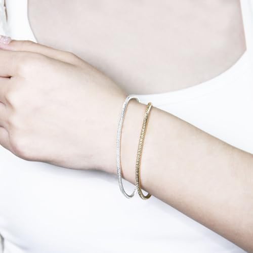 Exway 10 Pcs Snake Charm Bracelet Chain 8.0 Inch Gold and Silver Charm Bracelet Kit Snake Chain Bracelets Chain for Christmas DIY Women Jewelry Making Gifts - color: gold+silver, size: 8.0in