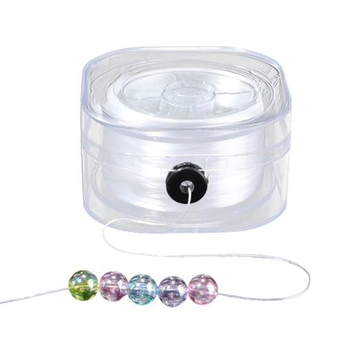 1 Roll 0.6MM Elastic Stretch Thread Crystal Cords White Clear Round Sturdy Stretchy TPU Thin String Transparent Rope Sewing Accessories for Bracelets Jewelry Making Beading Diy Craft Supply - size: 0.6mm 98.43 Yards