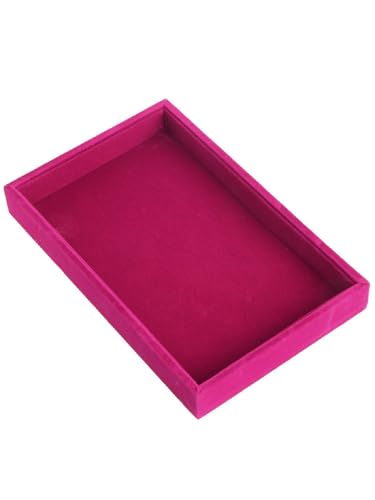 Velvet Jewelry Tray, Stackable Design, Drawer Insert, Multi-Compartment Storage, for Necklace Bracelet Ring Watch Organizing (Fuchsia) - color: Fuchsia