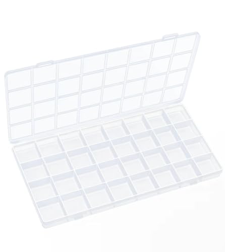 IOOLEEM 32 Grids Plastic Bead Organizer Box, Organizer Container Storage Box, Dividers for bead arts and crafts. - color: Clear, size: 32 Grids (1 pack)
