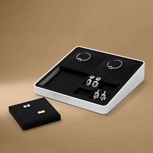 Oirlv Microfiber 4 Slots Jewelry Earring Display Tray Stackable Modular Jewelry Organizer - style: P13703