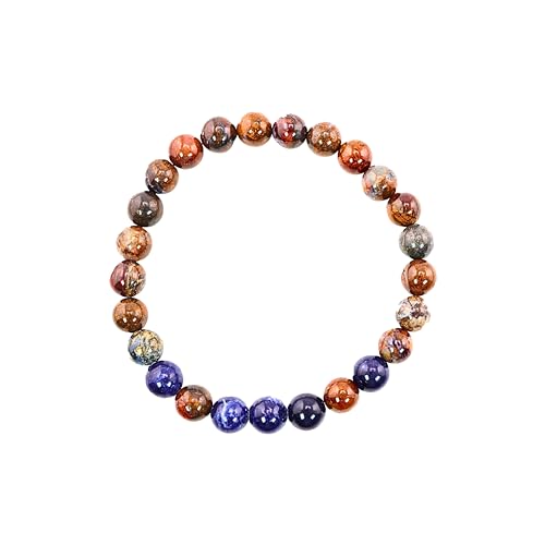 Black Obisidian Bracelets for Men 8" Inch Full Stretch Healing Crystal Bracelet, Beaded Charm Bracelet for Men Gifts Fathers Day Anniversary Birthday Gifts for Him - color: Jasper & Sodalite Bracelets