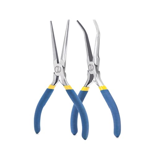 VISEMAN 6" Mini Needle Nose Pliers with Comfort Grip Handles, 2PCS Long Nose Pliers Set for Handmade Craft - style: Straight + 45-Degree Bent