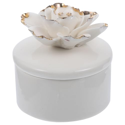 DECHOUS Small Ceramic Trinket Box with Lid - Jewelry Organizer Case for Women Girls Storage Ring, Earrings, Necklace - Gifts for Mother's Day Birthday Anniversary