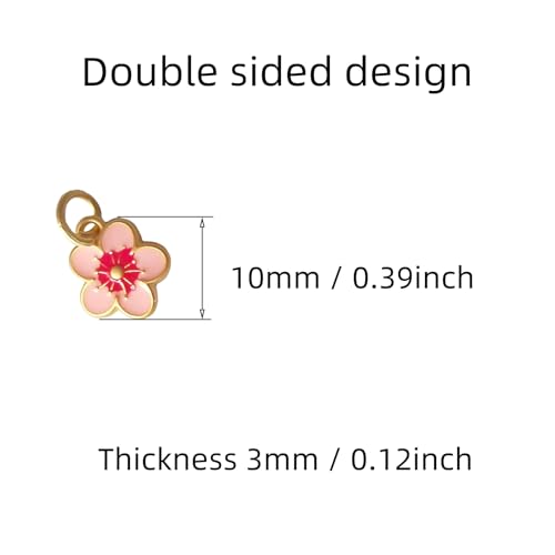 Xeahung 20 Pcs Double Sided Flower Charms Bulk for Jewelry Making Gold Flower Pendant for Bracelet Necklace Earrings Keychain DIY Crafts Crafting Christmas Birthday Gifts - color: Pink