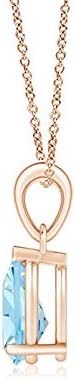 Angara Natural Aquamarine Solitaire Pendant for Women | Pear-Shaped Aquamarine Solitaire Pendant in 14K Solid Gold/Silver/Platinum With 18" Chain | March Birthday, Gemstone Jewelry Gift