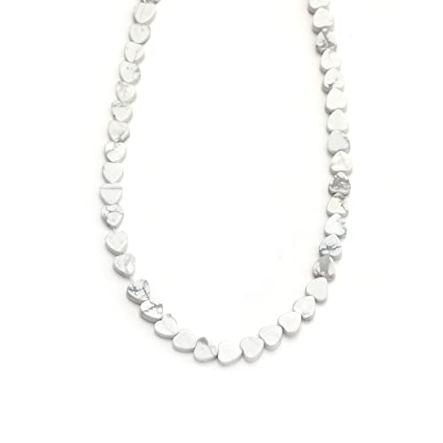 6mm Natural Howlite Stone Beads Heart Shape Cute Fine Gems Spacer Beads Fit Jewelry Making DIY Exquisite Necklace Bracelet Accessory - color: Howlite