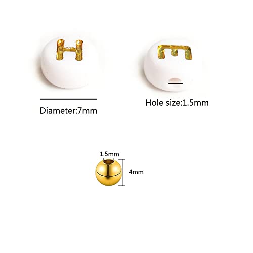 Amaney 2000pcs Letter and Gold Spacer Beads Kit for DIY Bracelet Necklace Craft Jewelry Making - color: Gold on White