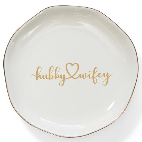 HOME SMILE Wifey Hubby Ring Dish,Unique Wedding Gifts for Couples,Bridal Shower Gifts,Unique Gift for Engagement,Wedding, Newly-Married Anniversary for Him Her Mother Father - style: Wife and Hubby