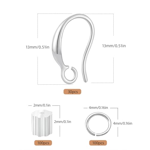 Silver Earring Hooks, 230PCS Hypoallergenic Earring Findings for Jewelry Making Fish Hooks for DIY Bulk Pack - color: Silver-Simple Earring Hooks