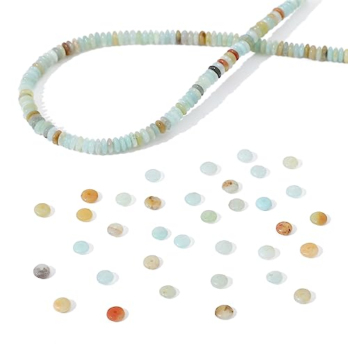 BEADIA Natural Amazonite Disk Stone Beads 4x2mm 160pcs Rondelle Loose Semi Gemstone Beads for Jewelry Making Design - color: Amazonite
