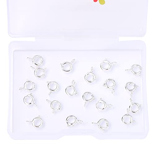 BEADIA Silver Plated Spring Clasps Non Tarnish 6mm 20pcs for Jewelry Making Findings - color: Spring Clasps Silver, size: 6mm