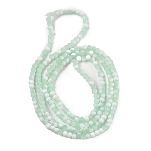 KISSITTY 50pcs Matte Beads Gradient Color Glass Frosted Crystal 4mm Rondelle Aquamarine Bead Center Drilled Loose Craft Beads for Jewelry Making Earring Bracelet Necklace DIY Crafts - color: Aquamarine
