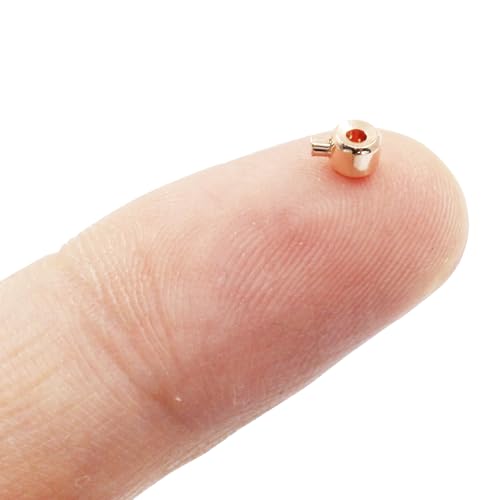20Pcs Rose Gold Crimp Beads 18K Rose Gold Plated Beads 3mm Loose Rondelle Spacer Beads Metal Bead Spacers Beads for DIY Bracelet Necklace Jewelry Making - color: Rose Gold