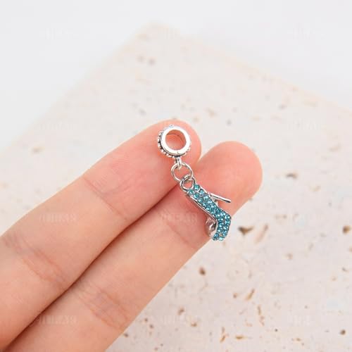 AUEAR, Fashion Crystal High Heel Shoe Shape Charms Bulk Pendant Jewelry Findings for Jewelry Making Necklace Bracelet DIY - color: Silver & Blue