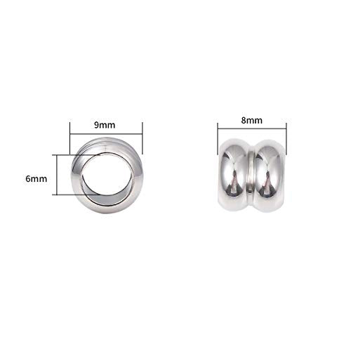 BEADIA Stainless Steel Spacer Beads 8x9mm Double Threaded Loose Charm Caps Beads for DIY Jewelry Making 10pcs with 6mm Hole - color: 8x9mm 6mm