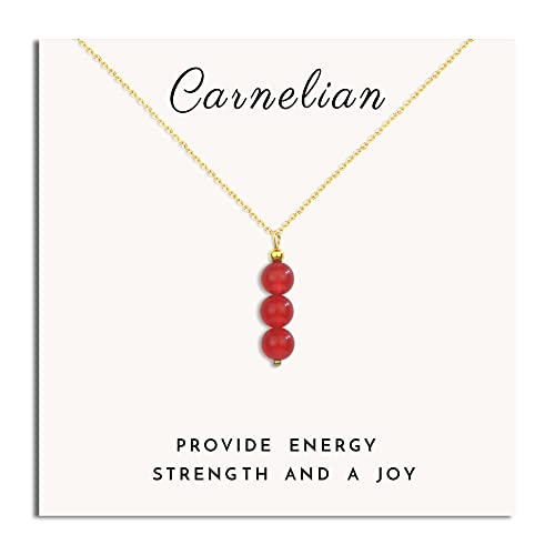 SmileBelle Crystal Necklace, Jade Necklace for Women as Anniversary Birthday Mothers Day Gifts for Women 14k Gold Black Tourmaline as Birthstone Jewelry for Girls Dainty Crystal Jewelry - color: Red Carnelian