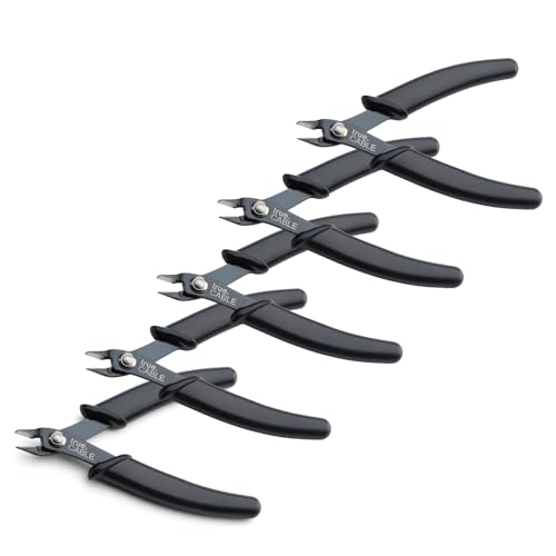 trueCABLE Precision Sharp Flush Cutter, 5 Pack, Wire Cutting Pliers for Ethernet Cable Preparation, Electronics, Jewelry & Crafts, Hardened Carbon Steel with Non-Slip Handle, Cut Wire Up To 16 AWG - style: 5 Pack