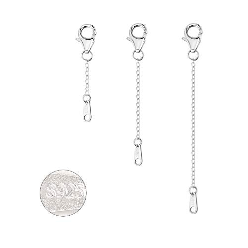 Sterling Silver Extenders Chain Necklace Extension Chains for Jewelry Making(1 2 3 inch) - color: Silver