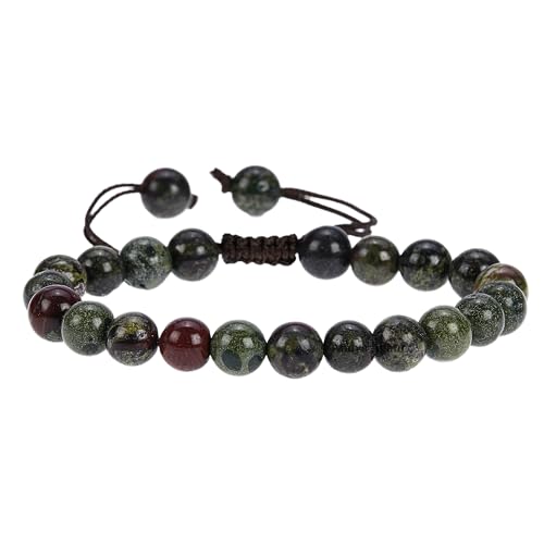 ANAYA AGATE Energy Protection Crystal Handmade Adjustable Bead Bracelet Perfect for Men, Women’s Christmas Gift - Gemstone Healing Stretch Bracelet Pulsera Para Hombre Mujer Stocking Stuffer - color: Dragon Bloodstone