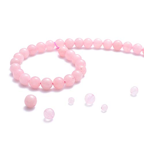 BEADIA Natural Rose Quartz Crystal Stone Round Loose Semi Gemstone Beads for Jewelry Making 8MM 44PCS - color: Rose Quartz Crystal, size: 8mm