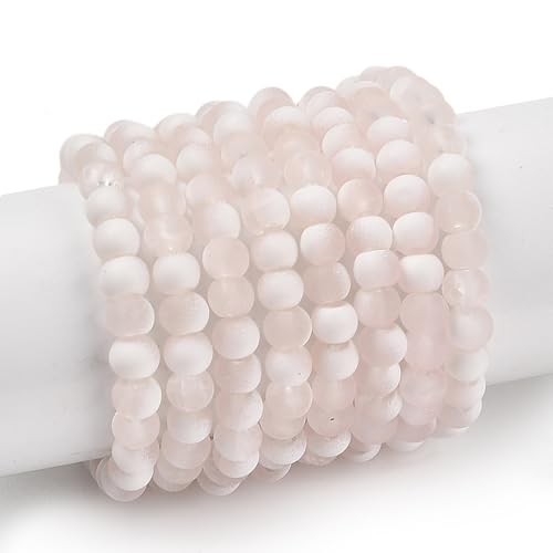 KISSITTY 50pcs Matte Beads Gradient Color Glass Frosted Crystal 6mm Rondelle Misty Rose Center Drilled Loose Craft Beads for Jewelry Making Earring Bracelet Necklace DIY Crafts - color: Misty Rose