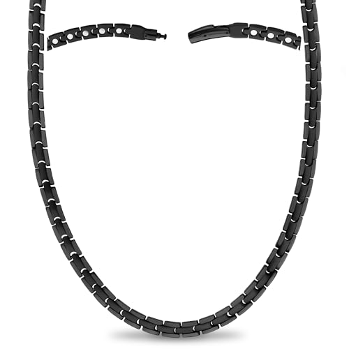 MagnetRX Titanium Magnetic Necklace – Ultra Strength Magnetic Necklaces for Men & Women – Effective Titanium Necklace with 62 Magnets (Black, 22 Inches) - color: Black, size: 22 Inch (Pack of 1)