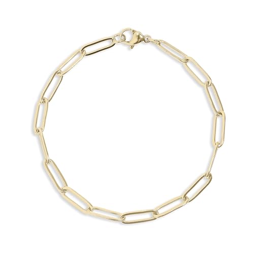 Destin Jewelry Paperclip Chain Necklace for Women, Waterproof 18K Gold Plated Stainless Steel, Hypoallergenic, Adjustable Layering Chain, Tarnish-Resistant, 2.5–6.5mm - color: 18K Yellow Gold Plated Stainless Steel, size: 7", style: 2.5 MM