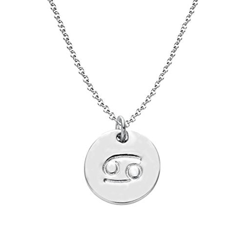 925 Sterling Silver Zodiac Necklace Disc Charm Necklace Gift for Your Wife Girlfriend or Family Member - style: Cancer