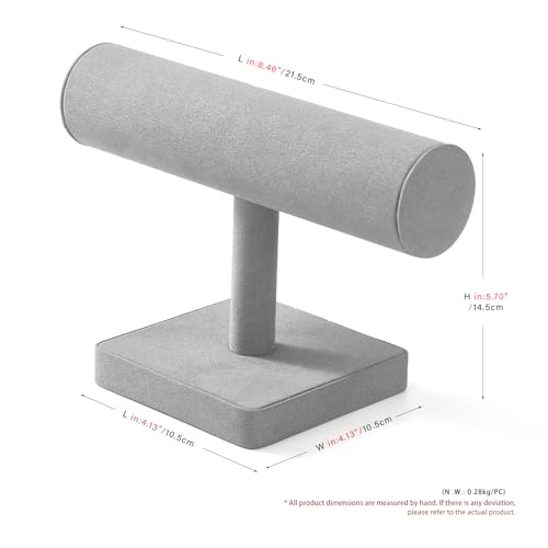Oirlv Microfiber T-bar Bracelet Watch Organizer Display Stand Professional Jewelry Bracelet Display for Selling (Light Grey,Microfiber) - color: Light Grey