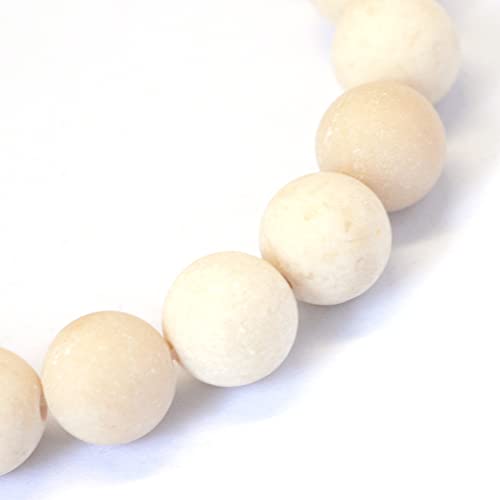 KISSITTY 235pcs 8mm Frosted Natural Fossil Bead Strands, Natural Gemstone Crystal Beads Round Chakra Beads Energy Healing Crystals Gemstones for DIY Jewelry Bracelets Necklaces Making - color: Frosted Natural Fossil