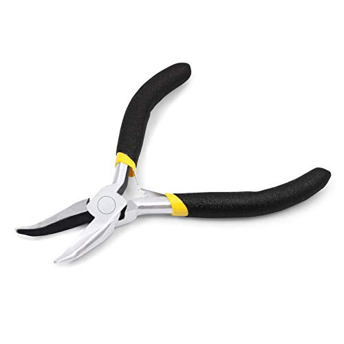 Mini Bent Nose Pliers for Jewelry Making 5 Inch Smooth Jaw Micro Beading Pliers Precision Handcraft DIY Hand Tool - size: Bent Nose