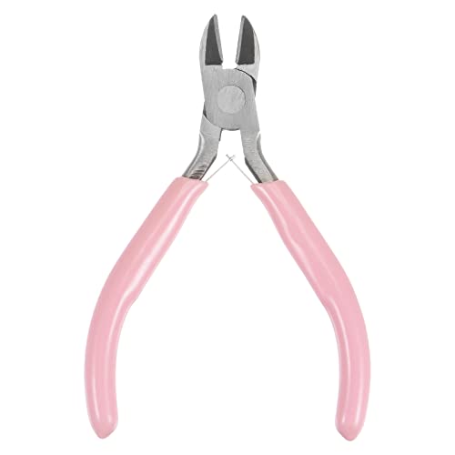 HARFINGTON Wire Cutters 4.5 Inch Diagonal Cutting Side Precision Pliers with Pink Plastic Handle for DIY Crafts Jewelry Making