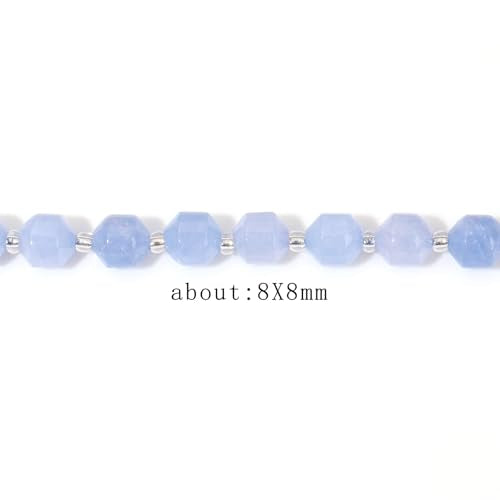 8mm Faceted Natural Aquamarines Stone Loose Round Semi Gemstone Beads for Bracelet Necklace Jewelry DIY Making - color: Aquamarines-1