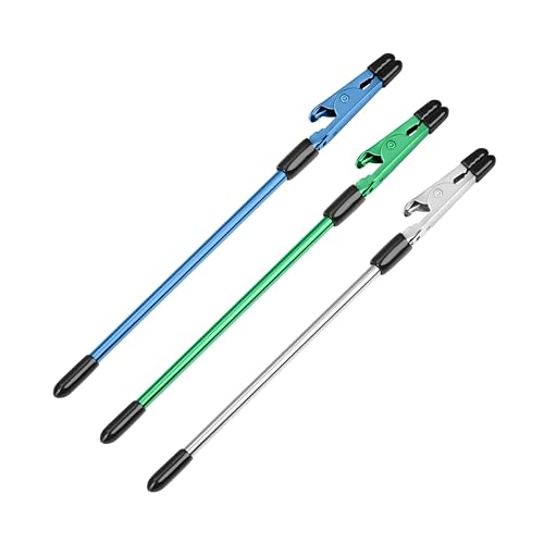 CraftyCrocodile Set of 3 Bracelet Helper Tool - Fastener Tool for Bracelet, Necklace, Jewelry, Watch - Сlip, Clasp Helper - Easy to Put on Yourself, Portable, Made of Metal, Silver, Blue, Emerald - color: Silver, Blue, Emerald