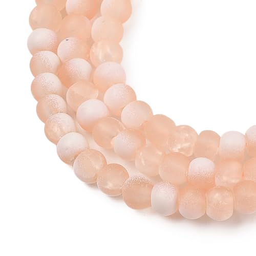 KISSITTY 50pcs Matte Beads Gradient Color Glass Frosted Crystal 4mm Rondelle Light Salmon Bead Center Drilled Loose Craft Beads for Jewelry Making Earring Bracelet Necklace DIY Crafts - color: Light Salmon