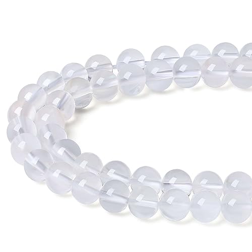 LAIDANLA Clear Quartz 8mm Natural Stone Beads Round Loose Gemstone Stone Beads for DIY Bracelet Necklace Earrings Jewelry Making Polishing Genuine Real Beading Crystal 96PCS 2 Strand 32" - color: V-Clear Quartz, size: 8mm
