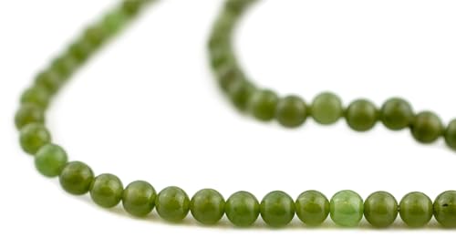 The Bead Chest Round Green Nephrite Jade Beads (4mm) - size: 4mm