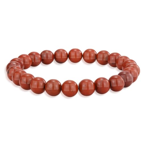 Crystal Vibe 8mm Beaded Bracelets For Women Men - Healing Crystal Bracelet - Adjustable Size - color: Jasper