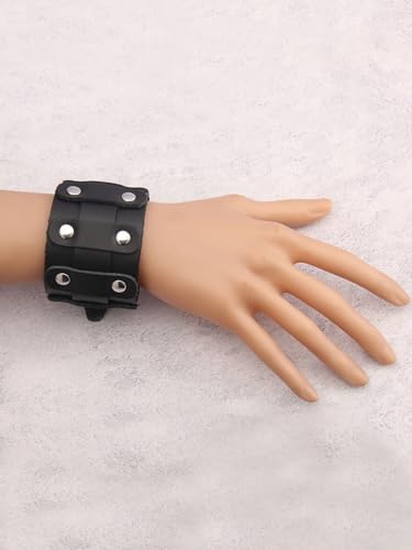GelConnie Leather Cuff Bracelet Punk Braided Bracelets Rock Leather Wristbands Faux Mens Leather Bracelet Gothic Viking Bangle Adjustable Wrap Bracelet for Women,Men - color: Handmade Leather Bracelet