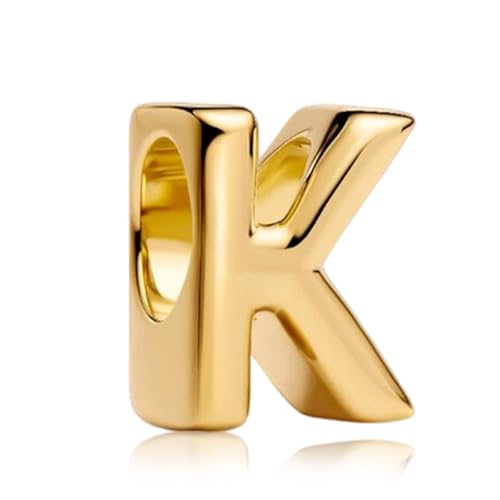 S925 A-Z Bead Charms,Initial Letter Alphabet, 14K Gold Plated, for Bracelet Necklace, Gift for Mothers Nurses Day Graduation Birthday Anniversary, for Girlfriend Family Friend, for Pandora - style: K