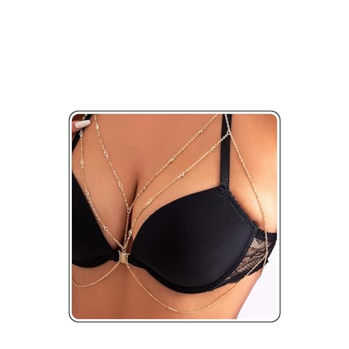 Body Chain,Body Jewelry for Women,Sexy Layered Chest Chain,Layered Adjustable Waist Jewelry for Beach Accessories,Gold Plated Waist Chains - color: Gold-D