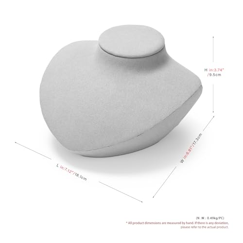 Microfiber Jewelry Bust Display Necklace Pendant Small Jewelry Necklace Display Stand for Showcase(Grey) - color: Grey
