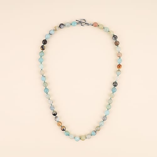 GAVU Hand-knotted Men's Beaded Necklace, Crystal Necklace for Men - color: Amazonite, size: 20"