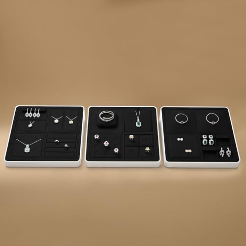 Oirlv Microfiber 4 Slots Jewelry Ring Display Tray Modular Customizable Jewelry Organizer Tray - style: P13701
