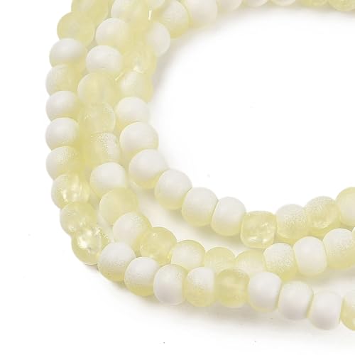 KISSITTY 50pcs Matte Beads Gradient Color Glass Frosted Crystal 6mm Rondelle Light Goldenrod Yellow Center Drilled Loose Craft Beads for Jewelry Making Earring Bracelet Necklace DIY Crafts - color: Light Goldenrod Yellow