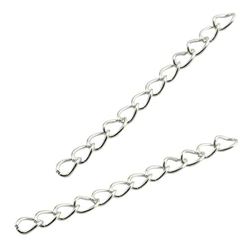 Tail Extender Chain 100PCS Silver 50 x 4mm Chain Extension Tails for DIY Jewelry Making - color: Silver