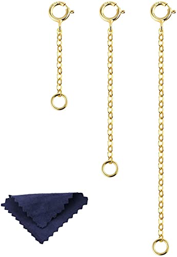 14K Gold Necklace Extender 925 Sterling Silver Chain Extension Necklace Bracelet Anklet Extender for Jewelry Making（1 2 3 inch） - color: A-14K Gold（1 2 3 inch）